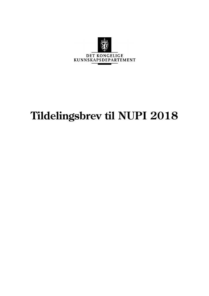Forsiden av dokumentet Tildelingsbrev 2018 