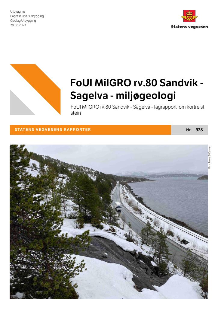 Forsiden av dokumentet FoUI MilGRO rv.80 Sandvik - Sagelva - miljøgeologi