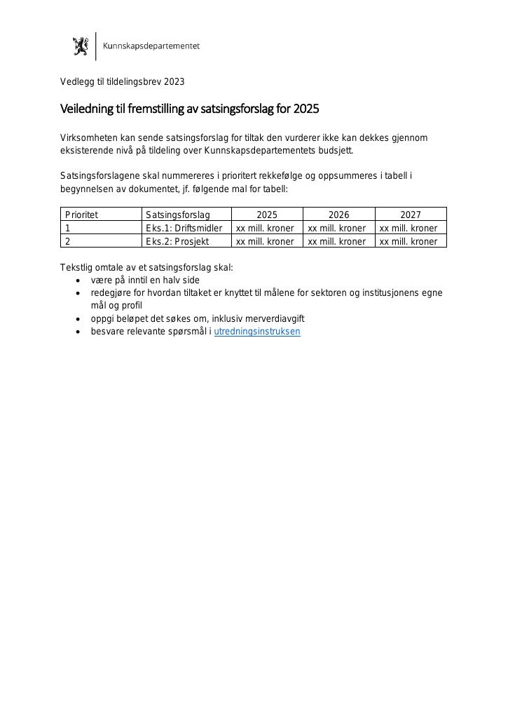 Forsiden av dokumentet Tildelingsbrev De nasjonale forskningsetiske komiteene 2023 - vedlegg