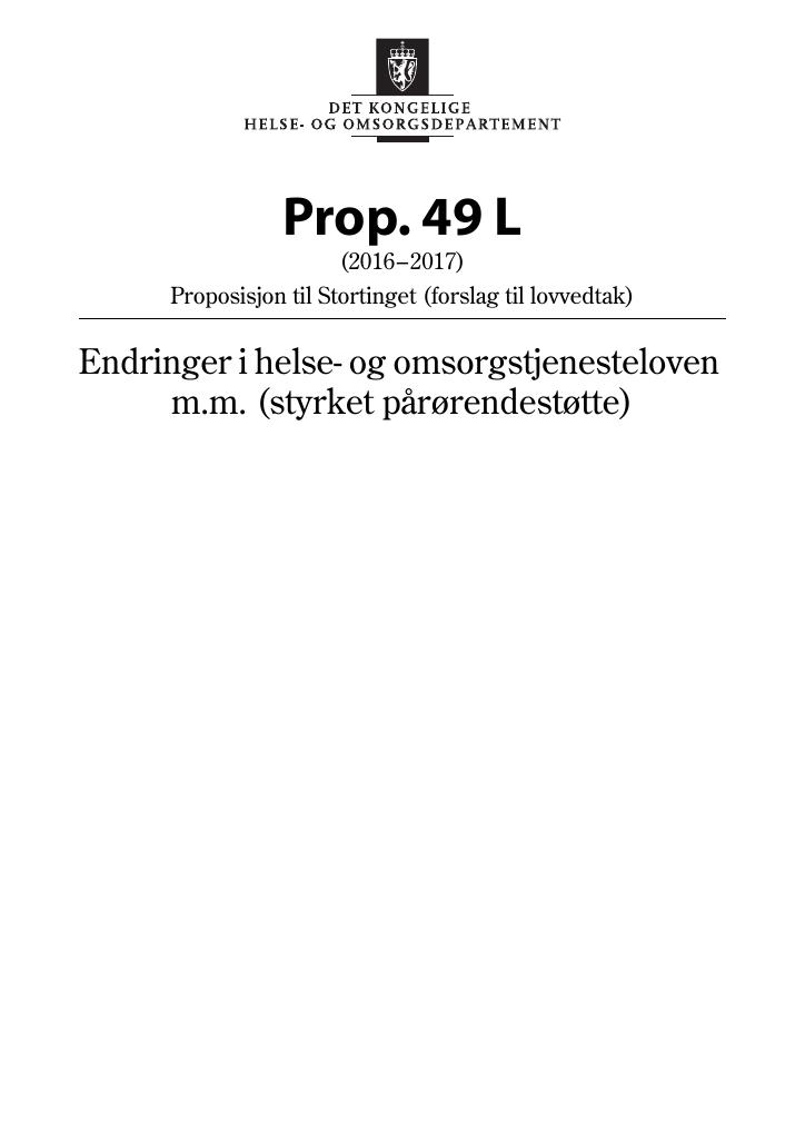 Forsiden av dokumentet Prop. 49 L (2016–2017)