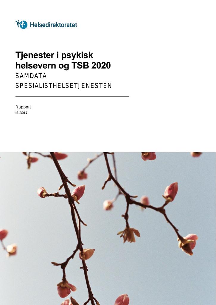 Forsiden av dokumentet Tjenester i psykisk helsevern og TSB 2020