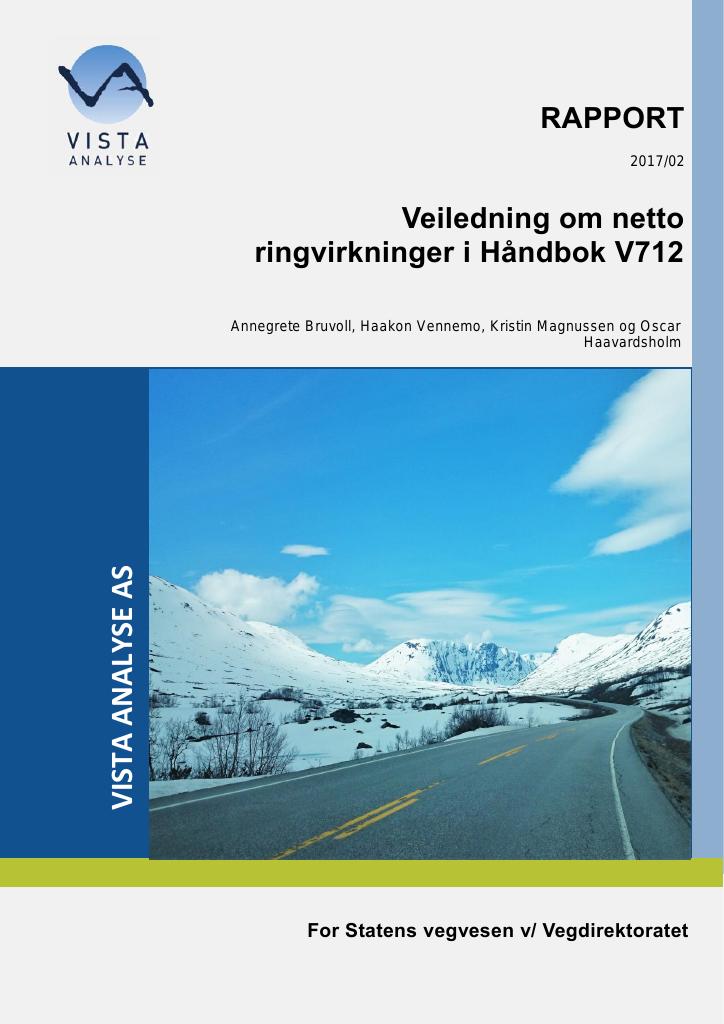 Forsiden av dokumentet Veiledning om netto ringvirkninger i Håndbok V712