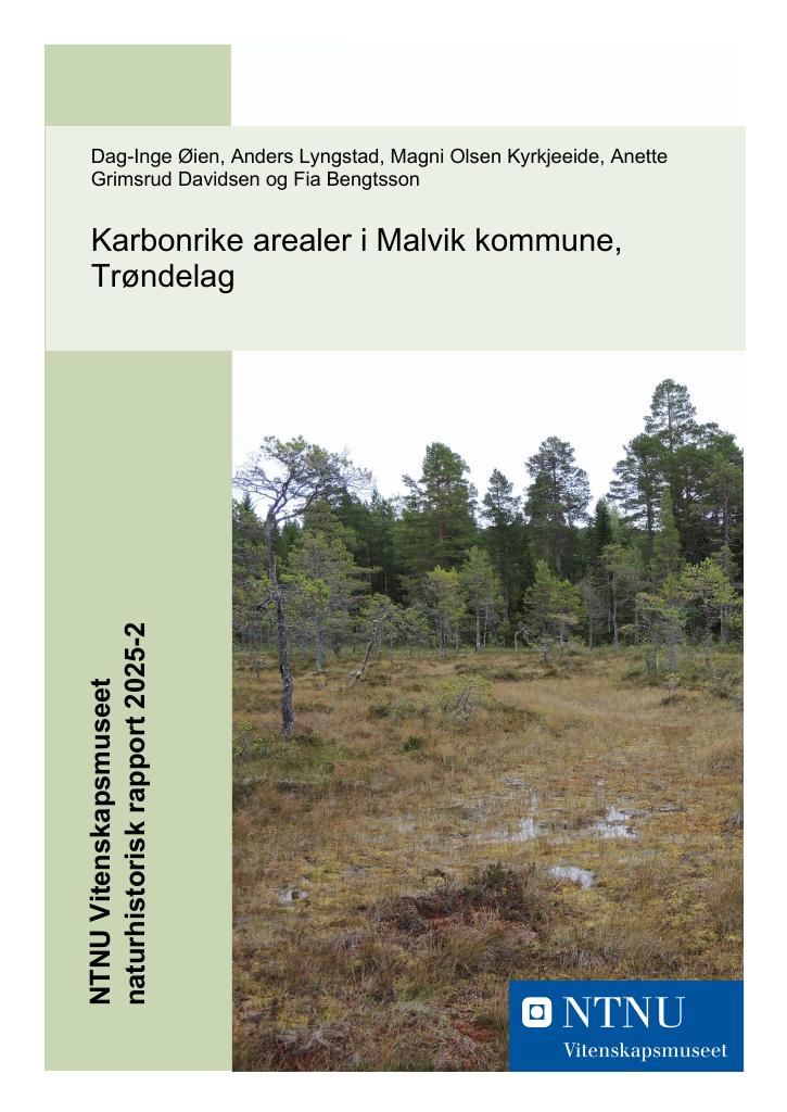 Forsiden av dokumentet Karbonrike arealer i Malvik kommune, Trøndelag
