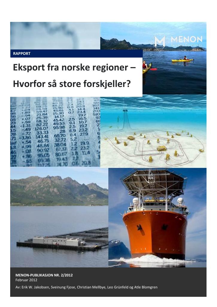 Forsiden av dokumentet Eksport fra norske regioner - Hvorfor så store forskjeller?