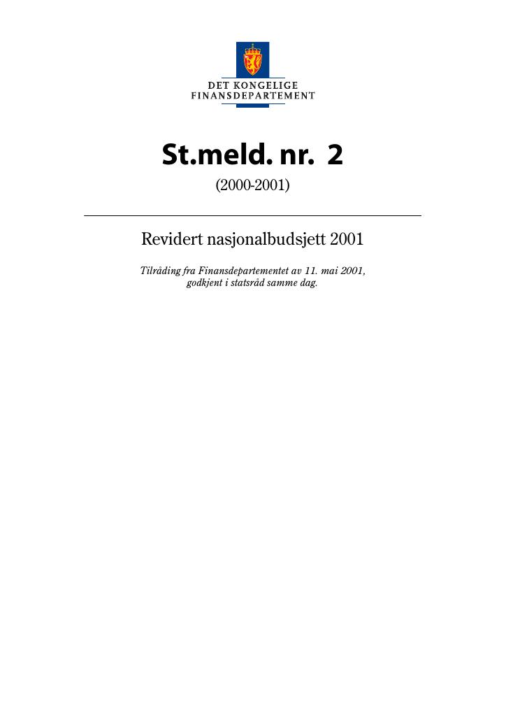 Forsiden av dokumentet St.meld. nr. 2 (2000-2001)