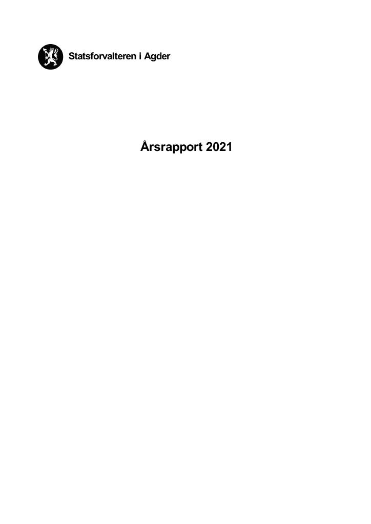 Forsiden av dokumentet Årsrapport Statsforvalteren i Agder 2021