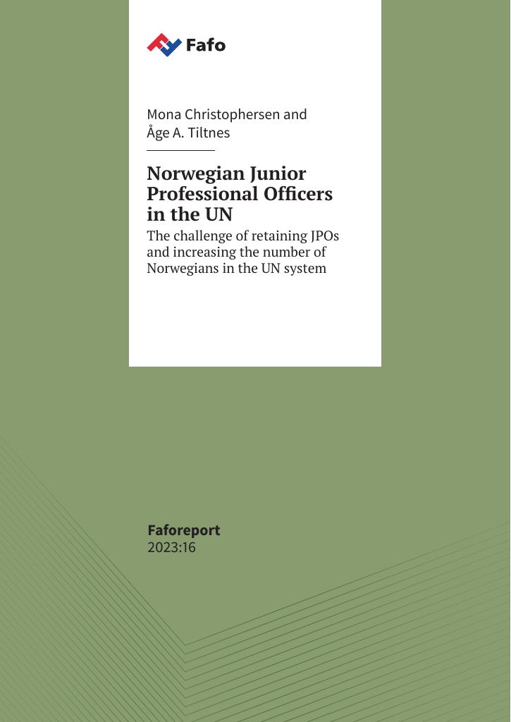 Forsiden av dokumentet Norwegian Junior Professional Officers in the UN : The challenge of retaining JPOs and increasing the number of Norwegians in the UN system