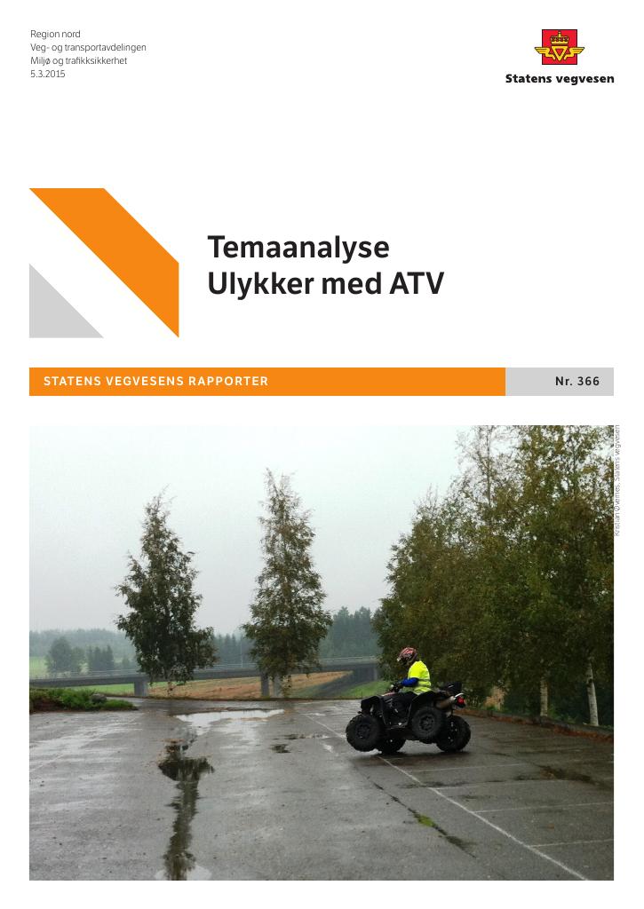 Forsiden av dokumentet Temaanalyse Ulykker med ATV