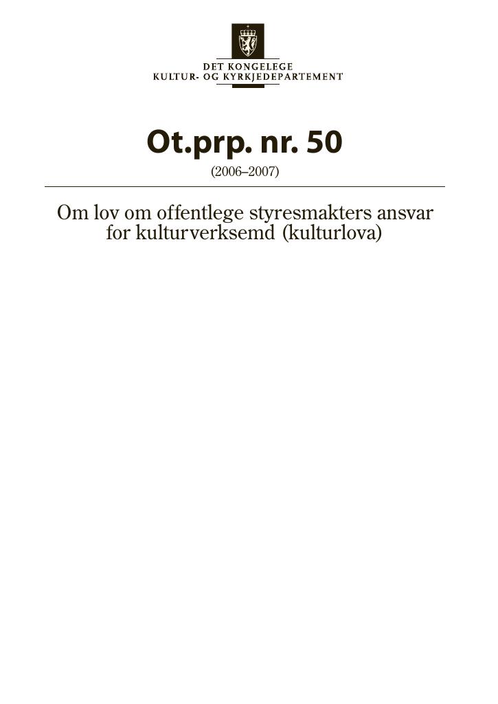 Forsiden av dokumentet Ot.prp. nr. 50 (2006-2007)