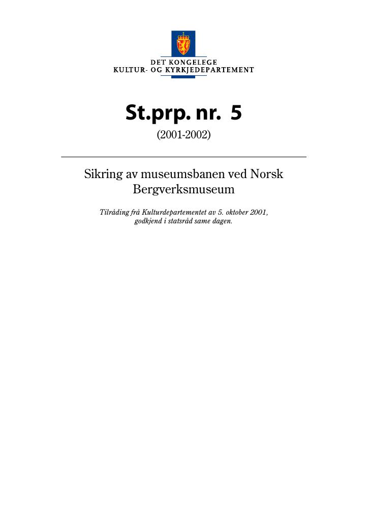 Forsiden av dokumentet St.prp. nr. 5 (2001-2002)