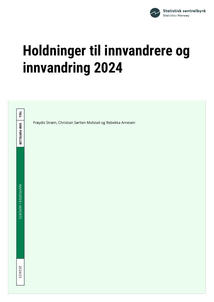 Forsiden av dokumentet Holdninger til innvandrere og innvandring 2024