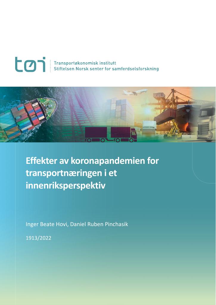 Forsiden av dokumentet Effekter av koronapandemien for transportnæringen i et innenriksperspektiv