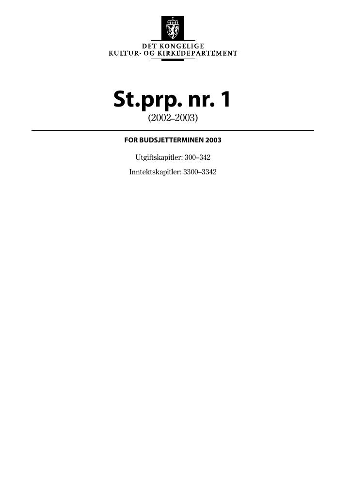 Forsiden av dokumentet St.prp. nr. 1 (2002-2003)