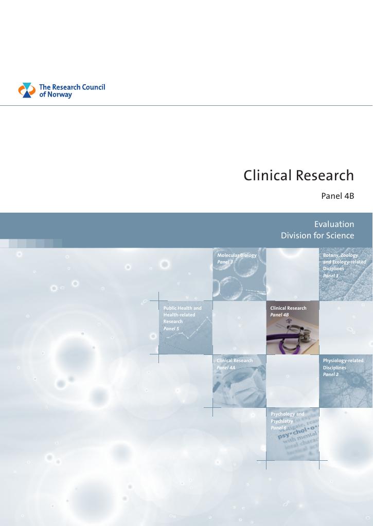 Forsiden av dokumentet Clinical research - Panel 4B