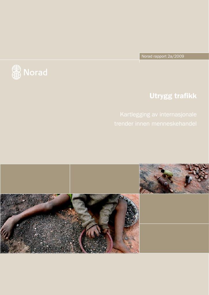 Forsiden av dokumentet Rapporter om resultater og erfaringer av UD's arbeid mot menneskehandel