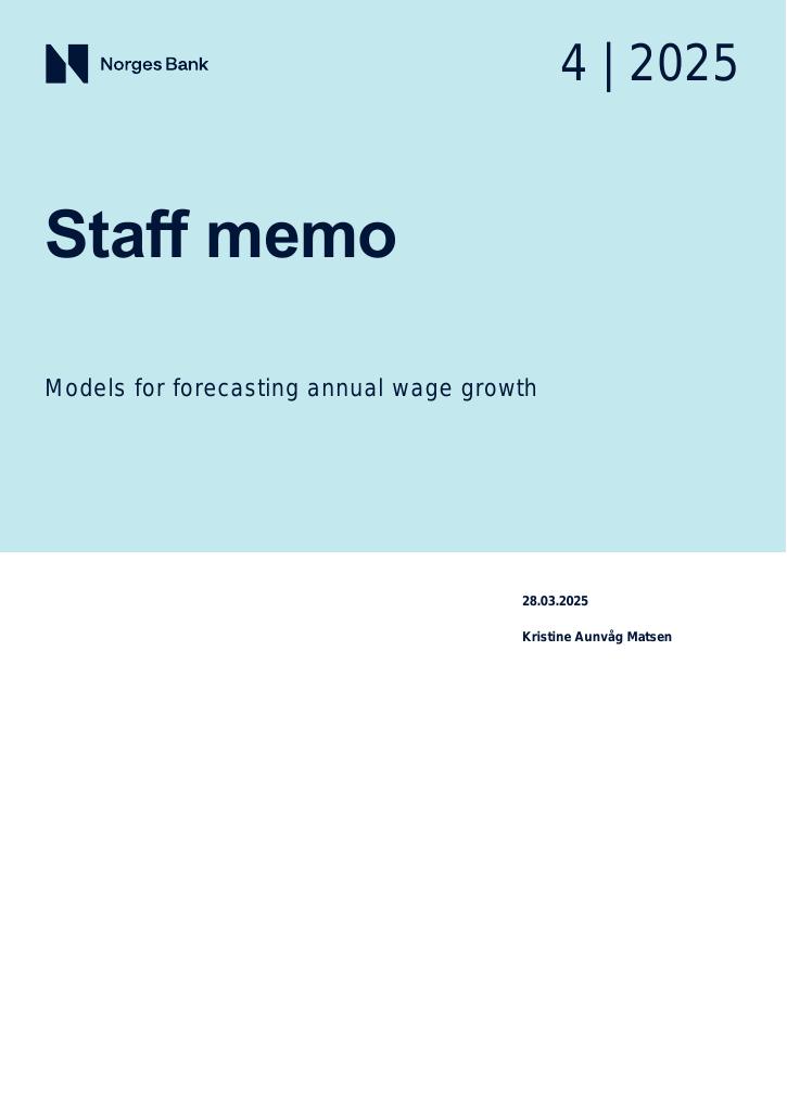 Forsiden av dokumentet Models for forecasting annual wage growth