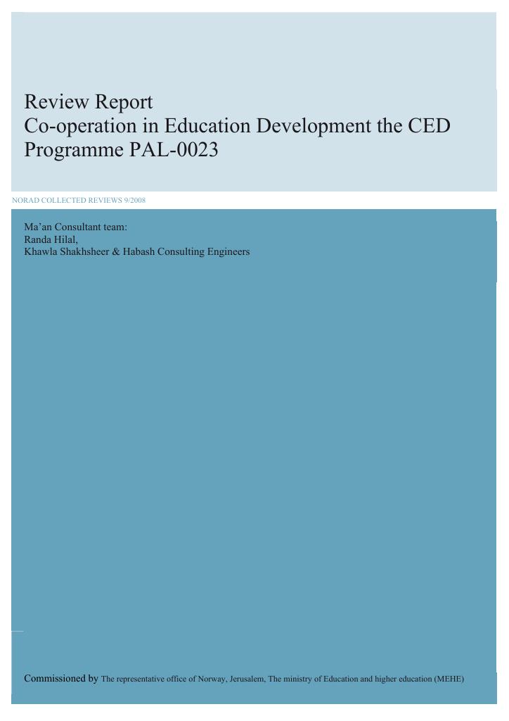 Forsiden av dokumentet Cooperation in Education Development the CED Programme PAL 0023