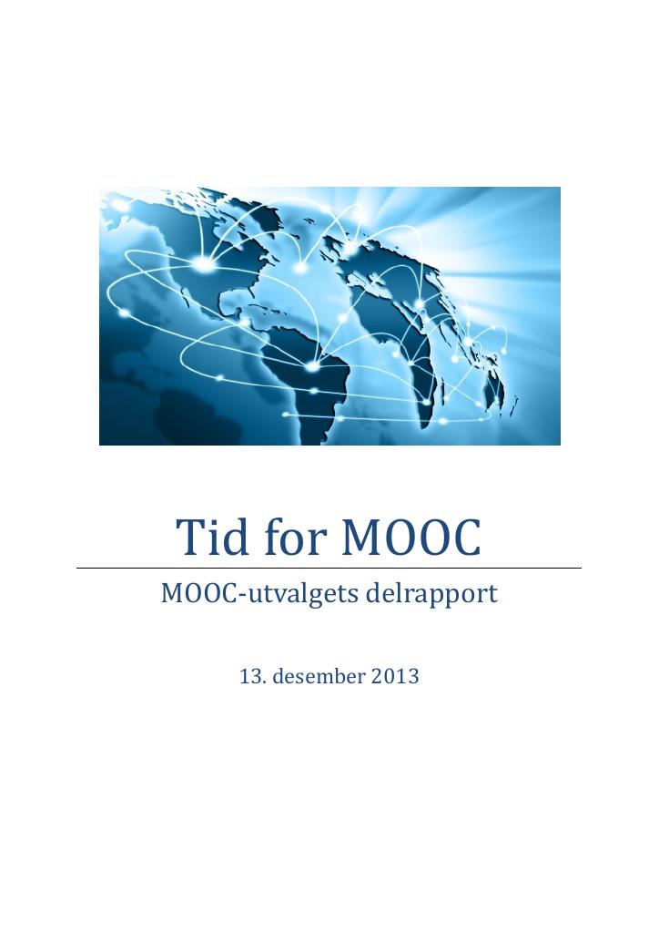 Forsiden av dokumentet MOOC-utvalgets første rapport