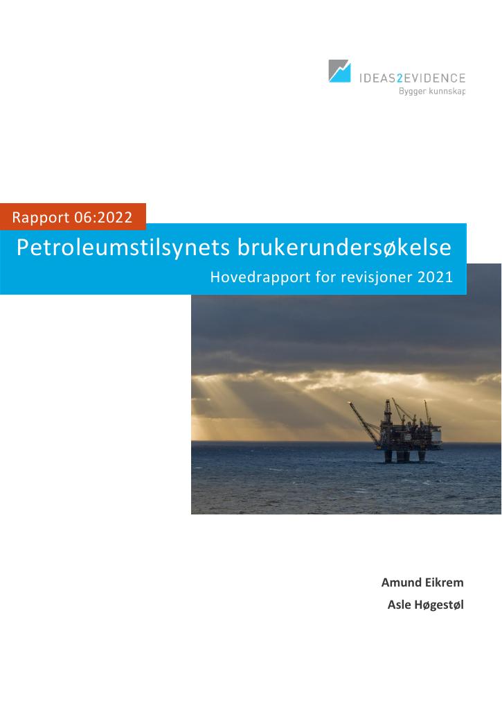Forsiden av dokumentet Petroleumstilsynets brukerundersøkelse - Hovedrapport 2021