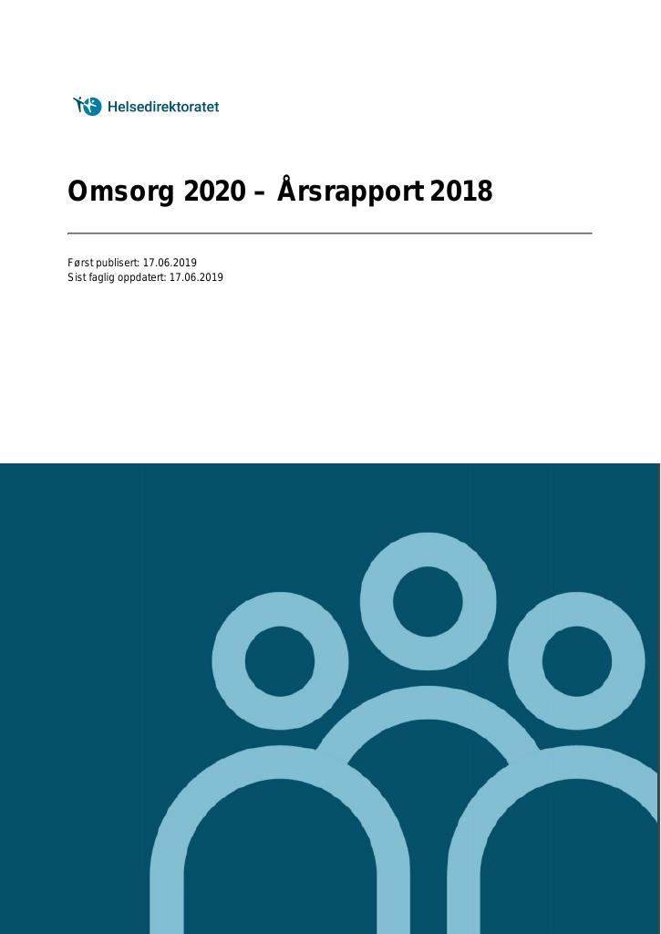 Forsiden av dokumentet Omsorg 2020 – Årsrapport 2018