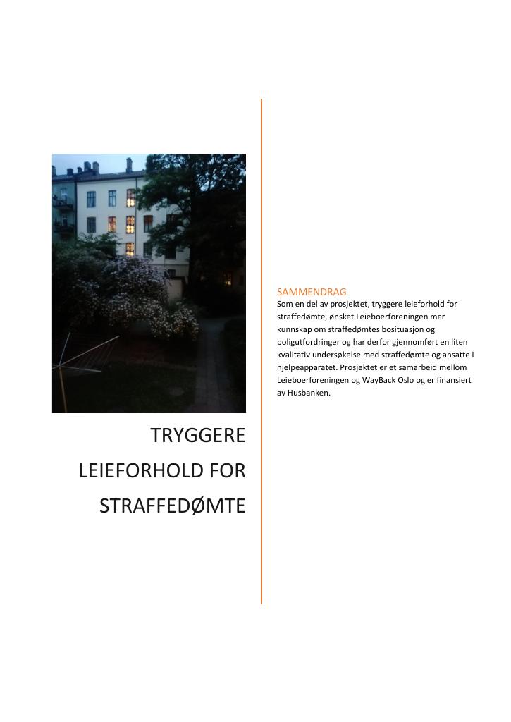 Forsiden av dokumentet Tryggere leieforhold for straffedømte
