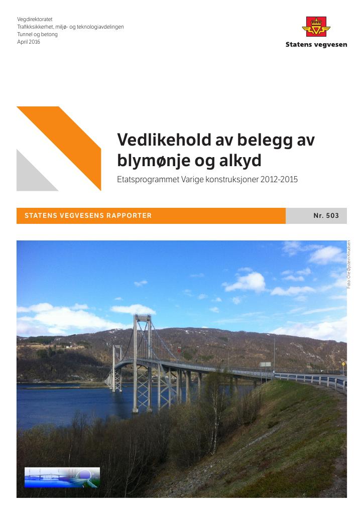 Forsiden av dokumentet Vedlikehold av belegg av blymønje og alkyd
