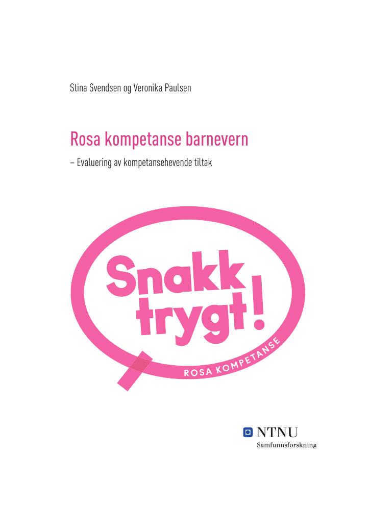 Forsiden av dokumentet Evaluering av Rosa kompetanse barnevern. – Evaluering av kompetansehevende tiltak