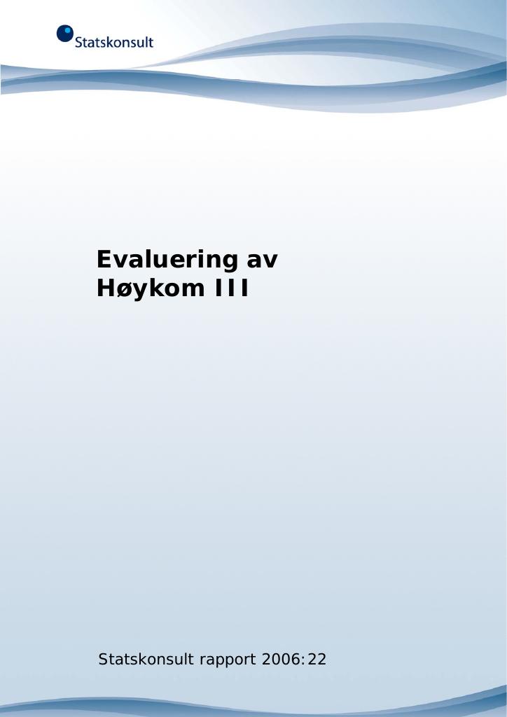 Forsiden av dokumentet Evaluering av Høykom III
