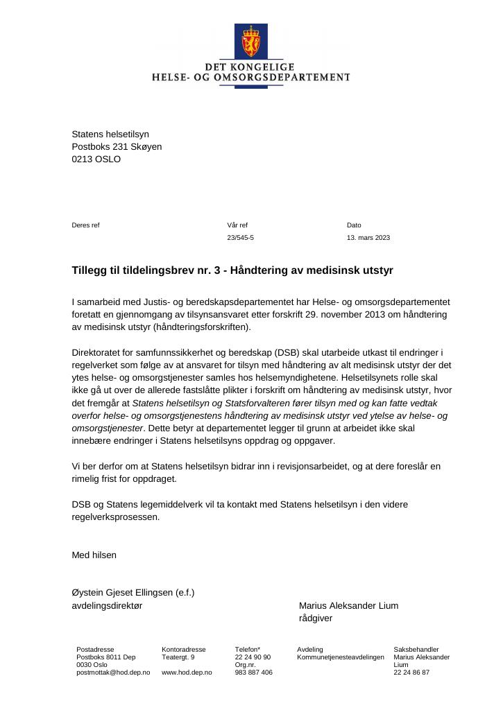 Forsiden av dokumentet supplerende 3 2023