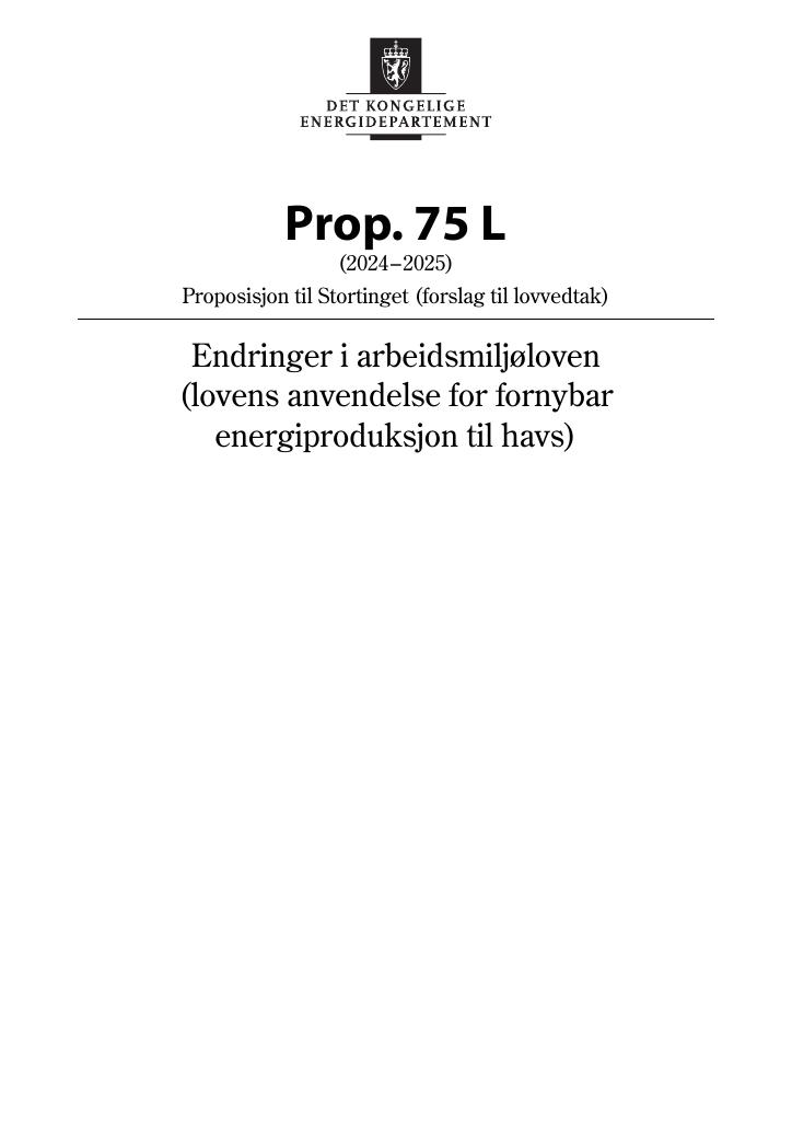 Forsiden av dokumentet Prop. 75 L (2024–2025)