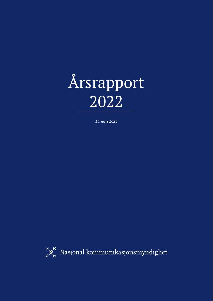 Forsiden av dokumentet Årsrapport Nasjonal kommunikasjonsmyndighet 2022