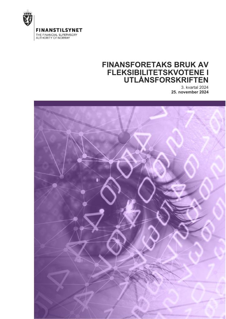 Forsiden av dokumentet Finansforetaks bruk av fleksibilitetskvotene i utlånsforeskriften
3. kvartal 2024