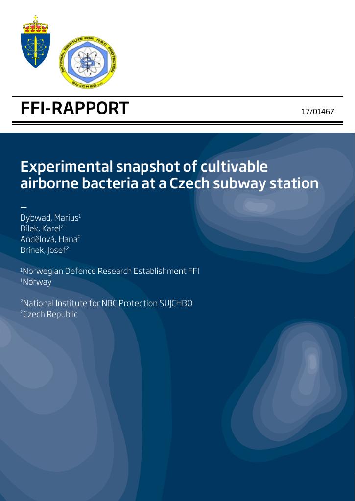 Forsiden av dokumentet Experimental snapshot of cultivable airborne bacteria at a Czech subway station