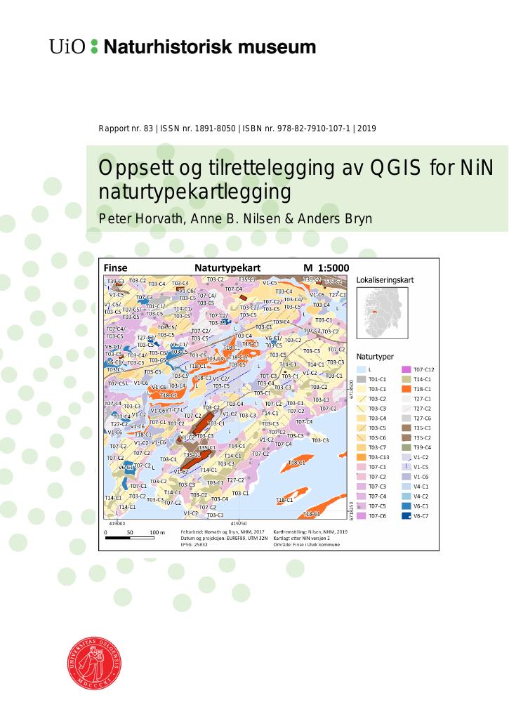 Forsiden av dokumentet Oppsett og tilrettelegging av QGIS for NiN naturtypekartlegging