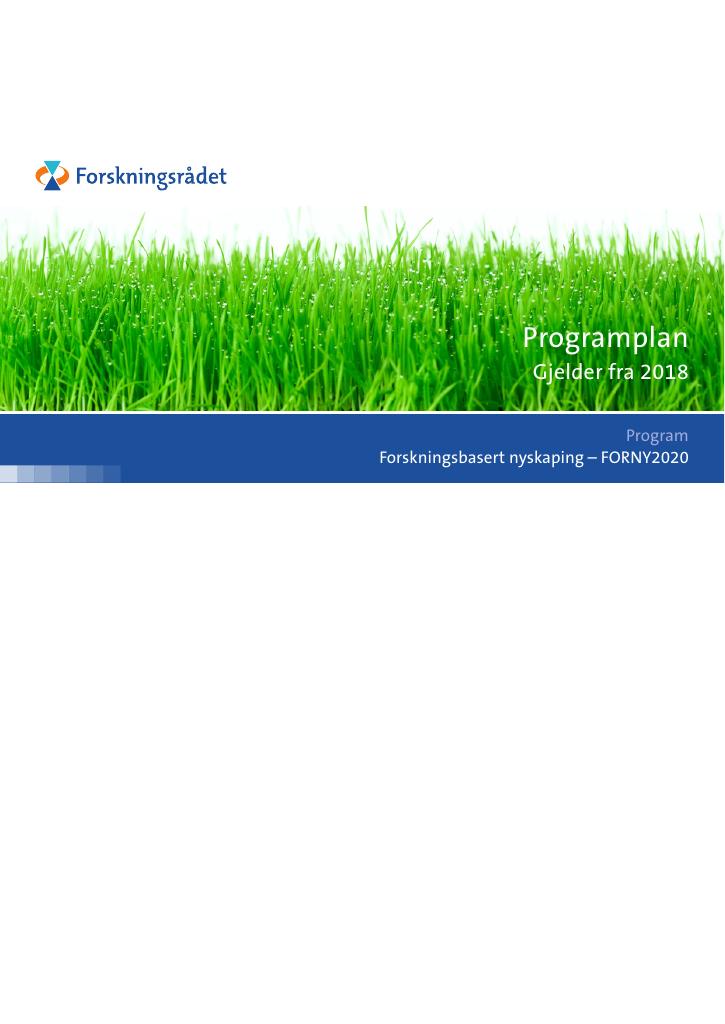 Forsiden av dokumentet Programplan. Gjelder fra 2018