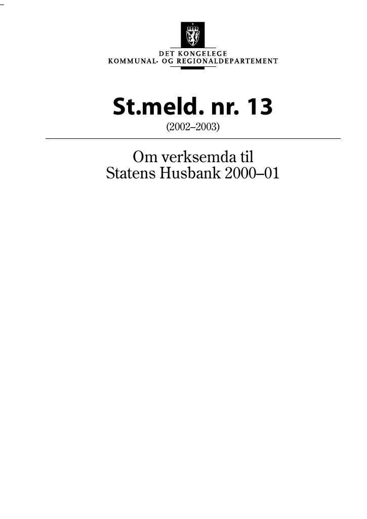 Forsiden av dokumentet St.meld. nr. 13 (2002-2003)