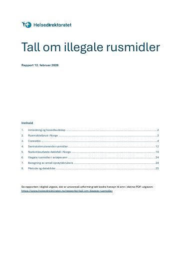 Forsiden av dokumentet Tall om illegale rusmidler