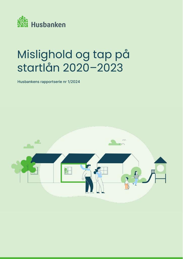 Forsiden av dokumentet Mislighold og tap på startlån 2020-2023