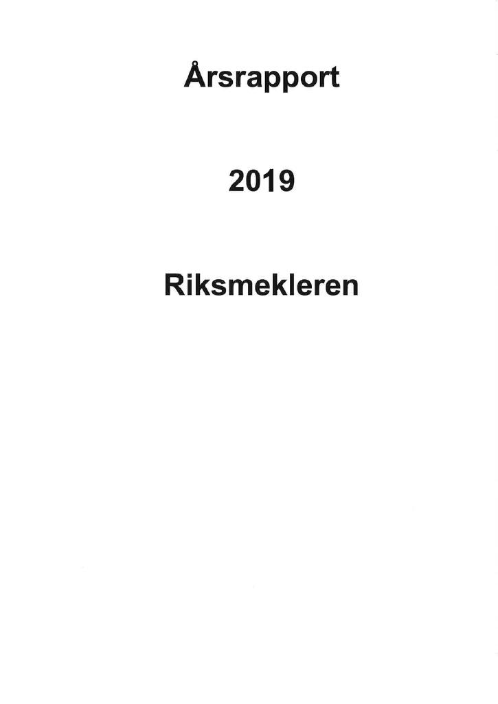 Forsiden av dokumentet Årsrapport Riksmekleren 2019