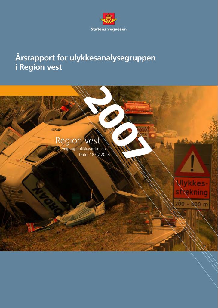 Forsiden av dokumentet Årsrapport Ulykkesanalysegruppen i Region vest 2007