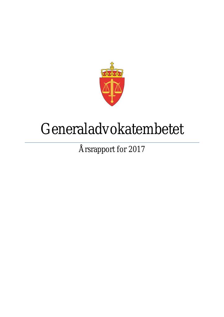 Forsiden av dokumentet Årsrapport Generaladvokatembedet 2017