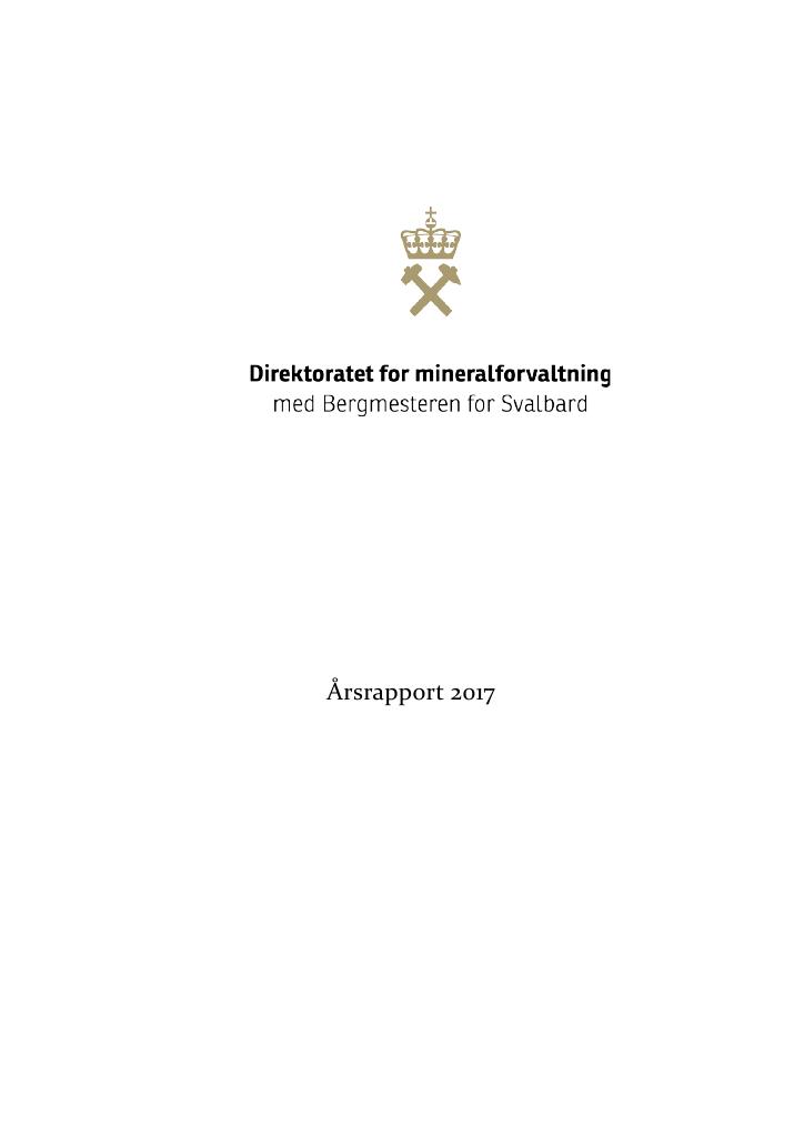 Forsiden av dokumentet Årsrapport Direktoratet for mineralforvaltning 2017