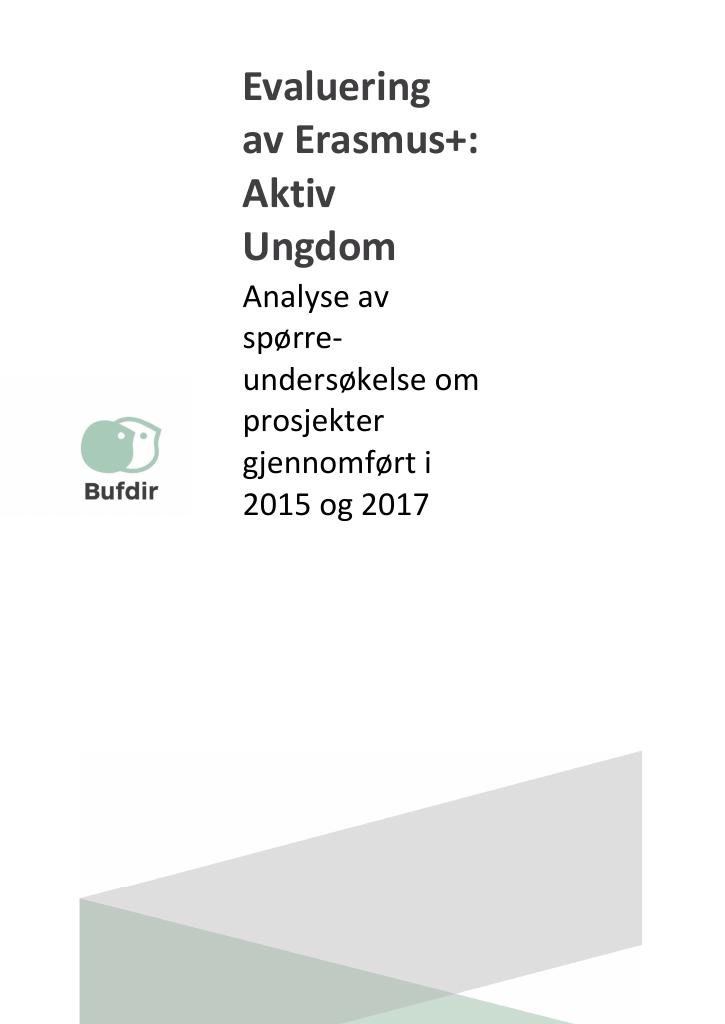 Forsiden av dokumentet Evaluering av Erasmus+: Aktiv Ungdom.