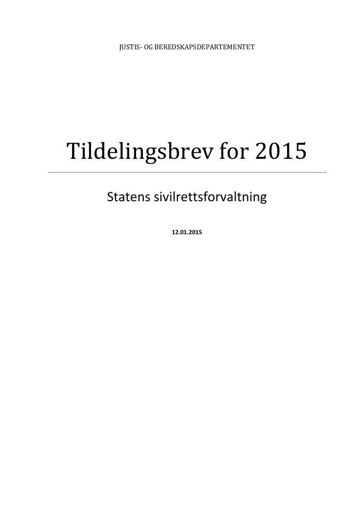 Forsiden av dokumentet Tildelingsbrev (PDF)