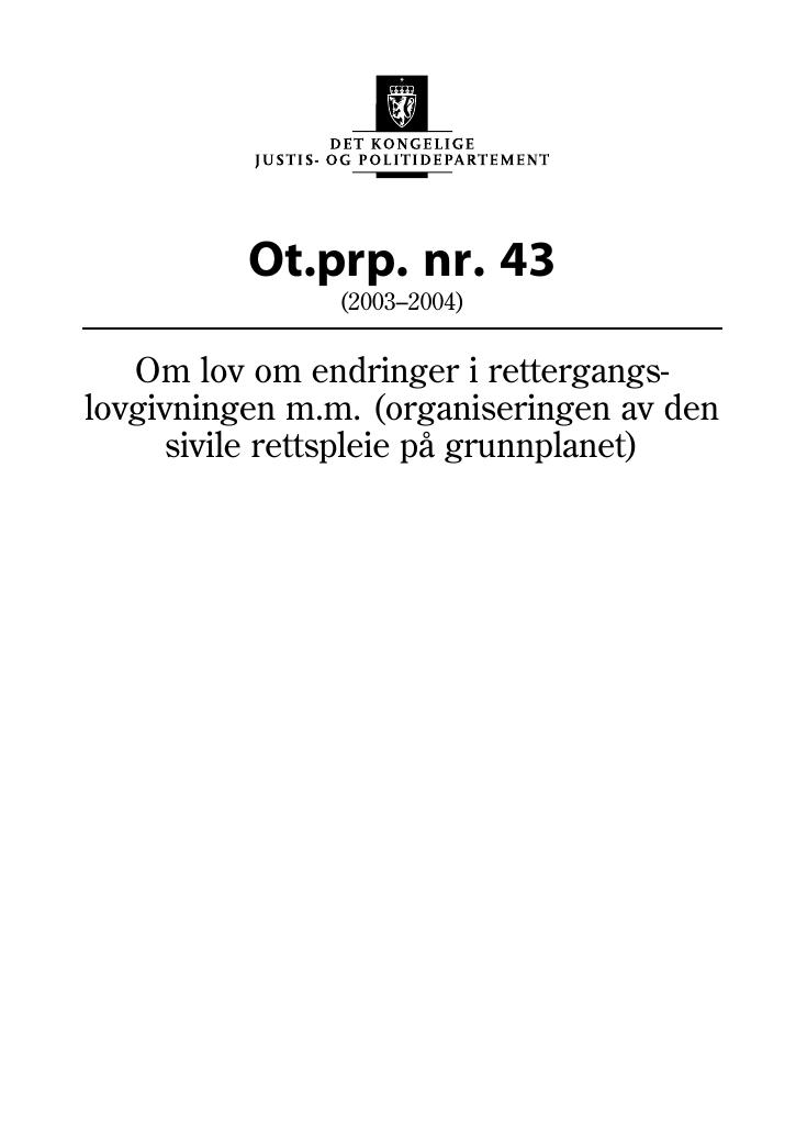 Forsiden av dokumentet Ot.prp. nr. 43 (2003-2004)