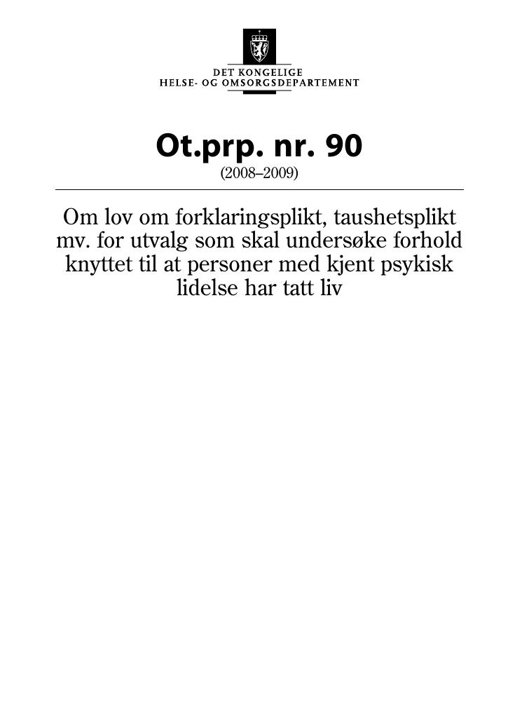 Forsiden av dokumentet Ot.prp. nr. 90 (2008-2009)