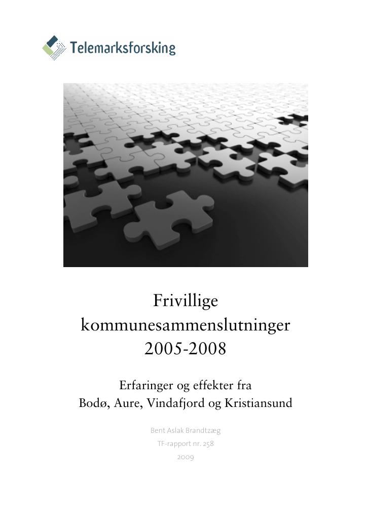 Forsiden av dokumentet Frivillige kommunesammenslutninger 2005-2008