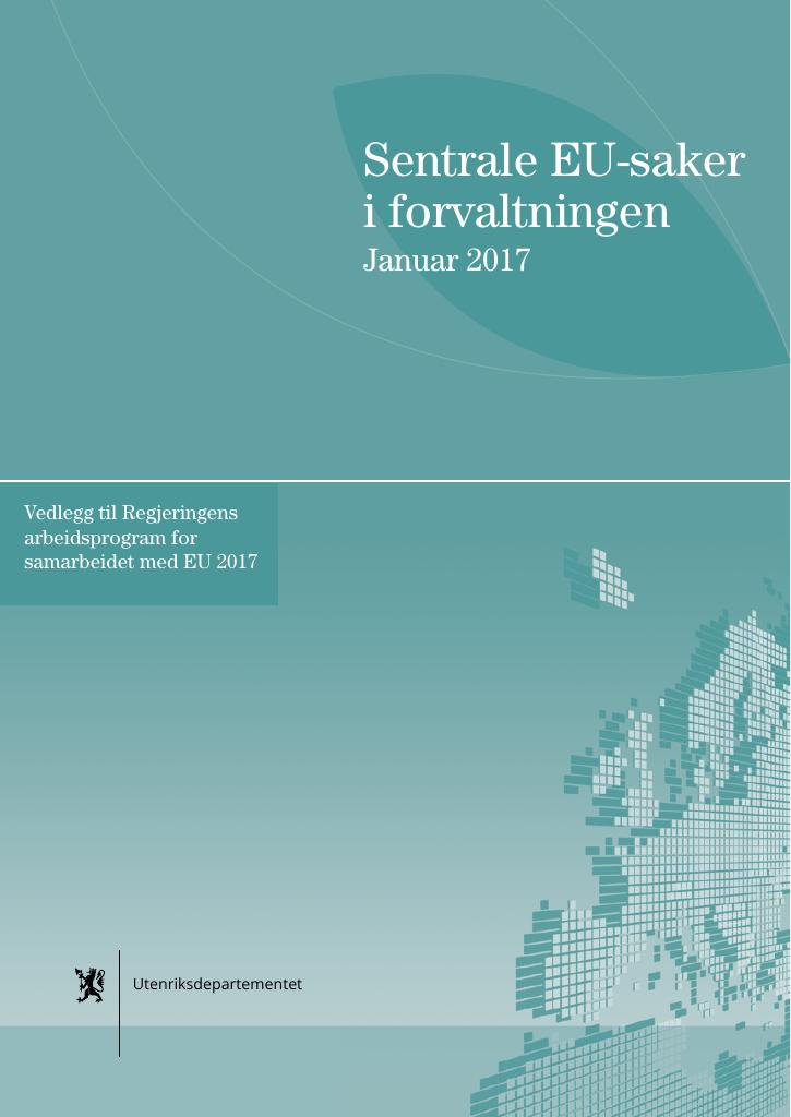 Forsiden av dokumentet Sentrale EU-saker i forvaltningen
