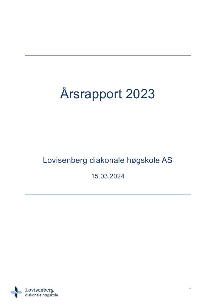 Forsiden av dokumentet Årsrapport Lovisenberg diakonale høgskole 2023