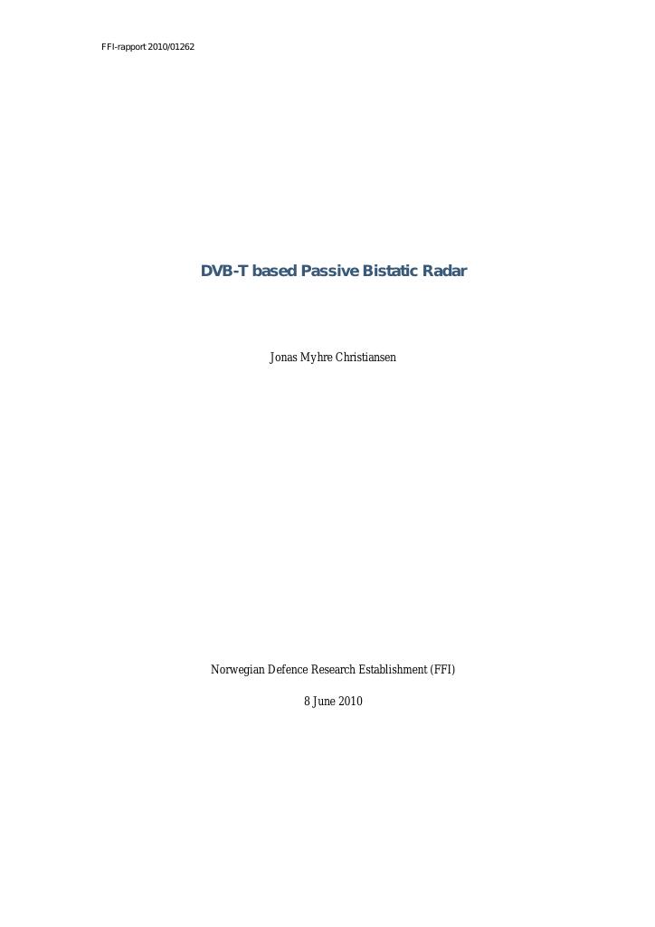Forsiden av dokumentet DVB-T based Passive Bistatic Radar